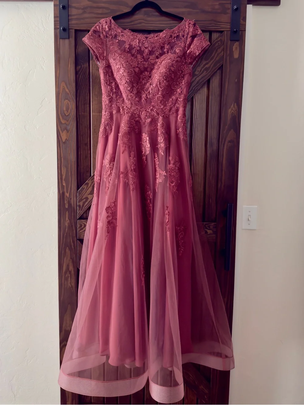 Mother of the Bride/Groom Embellished Rose Formal Dress with Illusion Neckline - Picture 4 of 4